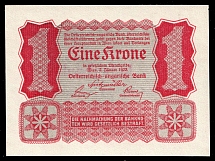1922 1 Krone, Vienna, Austro-Hungarian Bank, Banknote, Anti-Jewish Propaganda