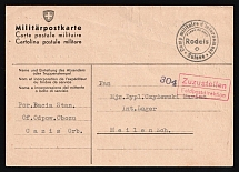 1944 (4 Nov.) Swiss Military Internment Camp, Polish Camp Post, Military Post, Field Post Postcard from Cazis to Meilen (Zurich)