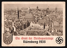 1935 (17 Sep) 'The City of the Nazi Party Rallies', Nuremberg Rally, Nazi Germany, Third Reich Propaganda, Commemorative Postmark 'Reich Party Conference of the N.S.D.A.P. in Nuremberg', Postcard from Nuremberg