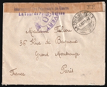 1917 (5 Jan) International Prisoners of War, World War I, Military, Field Post Feldpost, Censored Cover from La Tour-de-Peilz (Switzerland) to Paris (France)