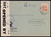 1947 (22 Jul) Germany, Military Censorship Civil Mail, DP Camp, Displaced Persons Camp, Cover from Braunschweig to Paderborn (Mi. 951 a)