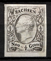1855-63 1/2n Saxony, German States, Germany (Mi. 8 I, Sc. 9, CV $70)