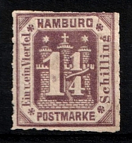 1866 1.25s Hamburg, German States, Germany (Mi. 20 a, Sc. 24, CV $70)