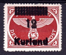 1945 12pf Kurland, German Occupation, Germany (Mi. 4 B DD, DOUBLE Overprint, Signed, CV $180, MNH)