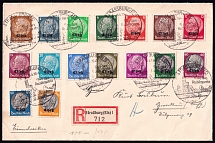 1941 Alsace, German Occupation, Germany, Registered Cover from Strasbourg (Mi. 1 - 16, Full Set, CV $700)