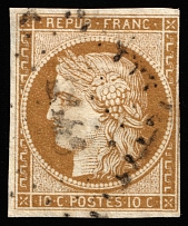 1850 10c France (Mi 1b, Canceled, CV $600)