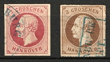 1859-61 Hanover, Germany (Mi. 14, 19, Canceled, CV $100)