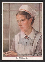 1941 (19 Feb) '3rd Reich DRK Nurse German Red Cross Donation Card', Propaganda Postcard, Third Reich WWII, German Propaganda, Germany
