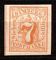 1859 7s Hamburg, German States, Germany (Mi. 6, Sc. 6, Signed, CV $170)