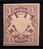 1874 1m Bavaria, German States, Germany (Mi. 30, Sc. 31, Signed, CV $1,100)