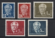 1950-52 German Democratic Republic, Germany (Mi. 251, 252 a, 253 d, 254 a, 255, Full Set, CV $30)