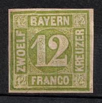 1862 12k Bavaria, German States, Germany (Mi. 12, Sc. 13, CV $290, MNH)