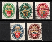 1928 Weimar Republic, Germany (Mi. 425 Y - 429 Y, Full Set, Canceled, CV $260)