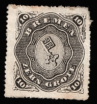 1863 10g Bremen, German States, Germany (Mi 8b, CV $720)