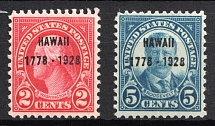 1928 Hawaii Sesquicentennial Issue, United States, USA (Scott 647, 648, Full Set, CV $30, MNH)